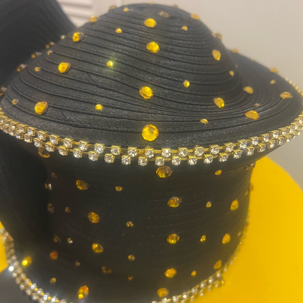 ❤️#5 Donna Vinci Black & Gold Church Lady Hat. Stunning & Elegant. - Picture 4 of 6